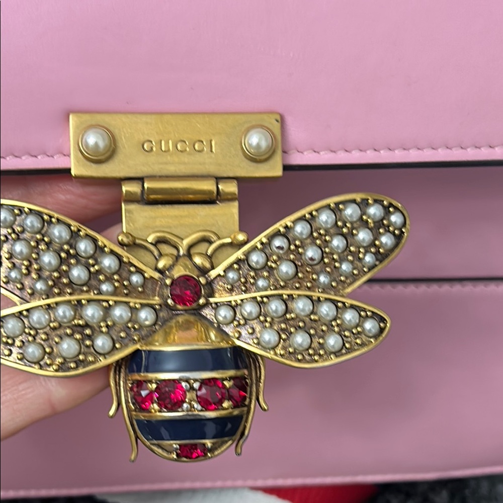 . GUCCI Queen Margaret Pink Bee Lea Satchel; - Picture 14 of 15